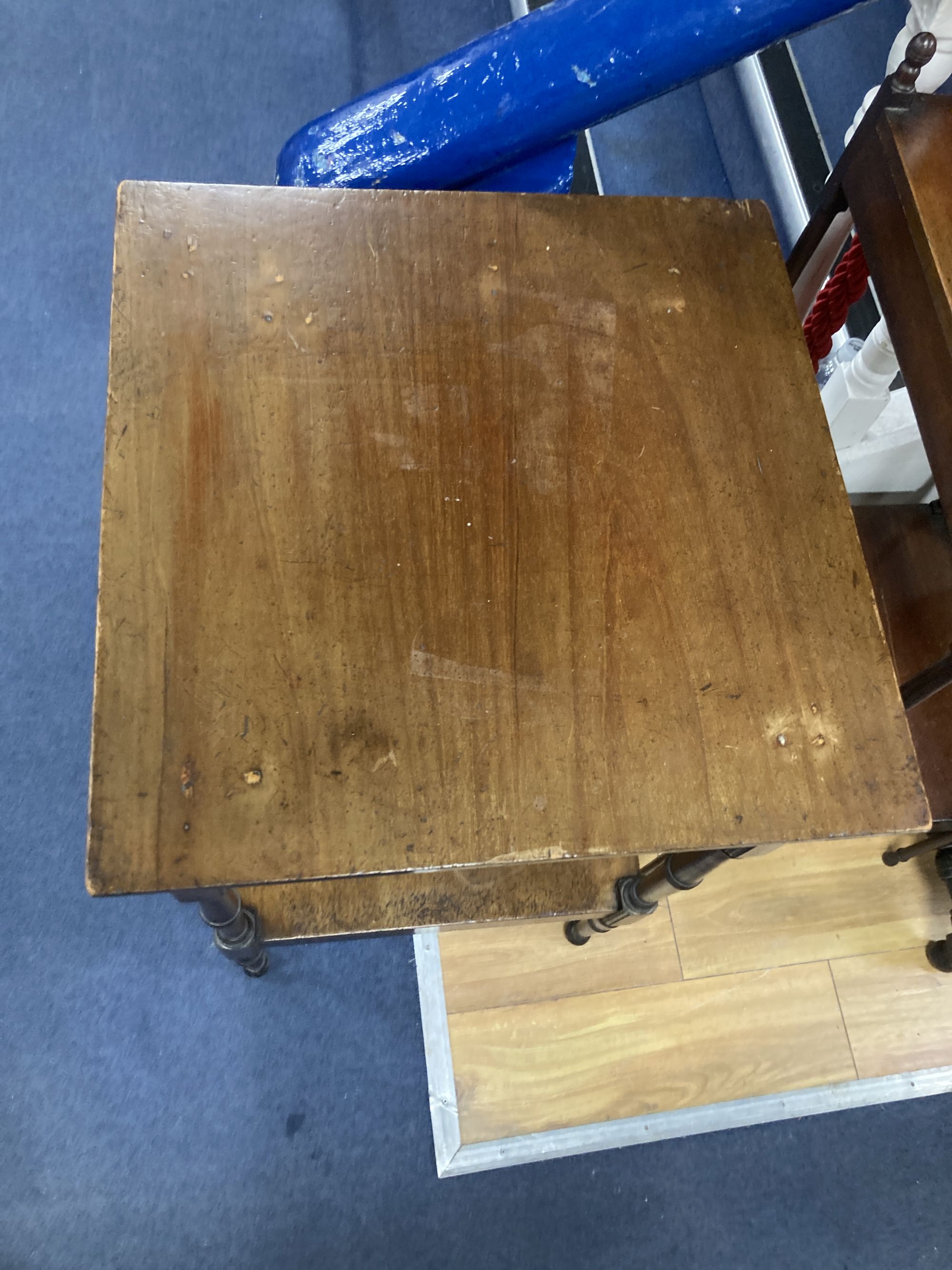Two mahogany 2-tier occasional tables, larger width 45cm, depth 44cm, height 75cm